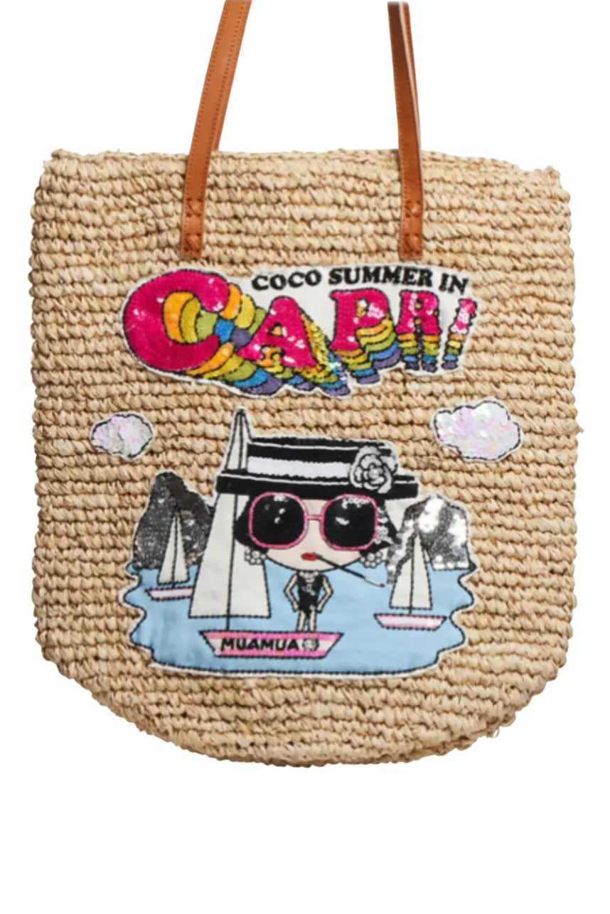 Coco Summer In Capri Raffia Market Bag