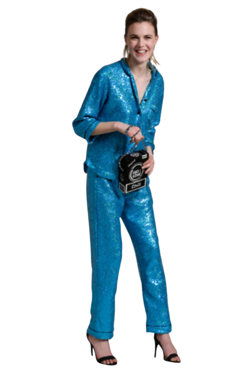 Calypso Blue Sequin Pajama Pants