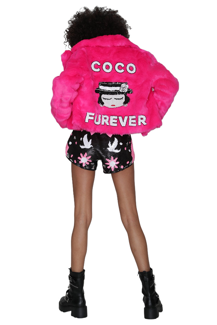 Coco Furever Faux Fur Biker Jacket