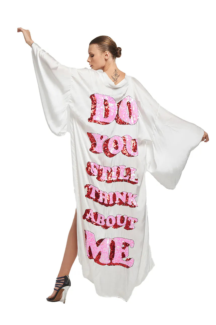 Do You Still Think About Me Silk Satin Long Kimono