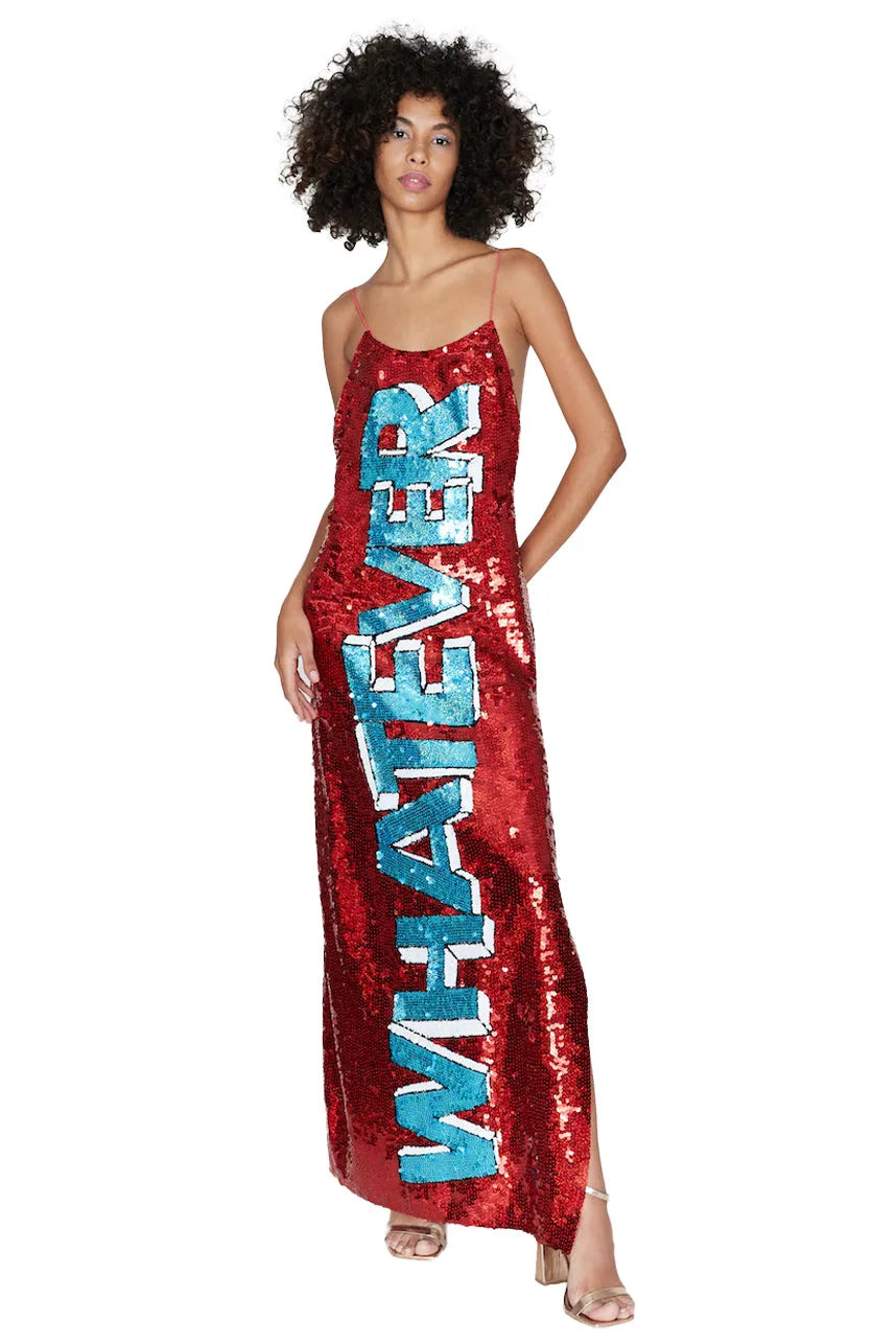 Whatever Sequin Singlet Split Long Dress