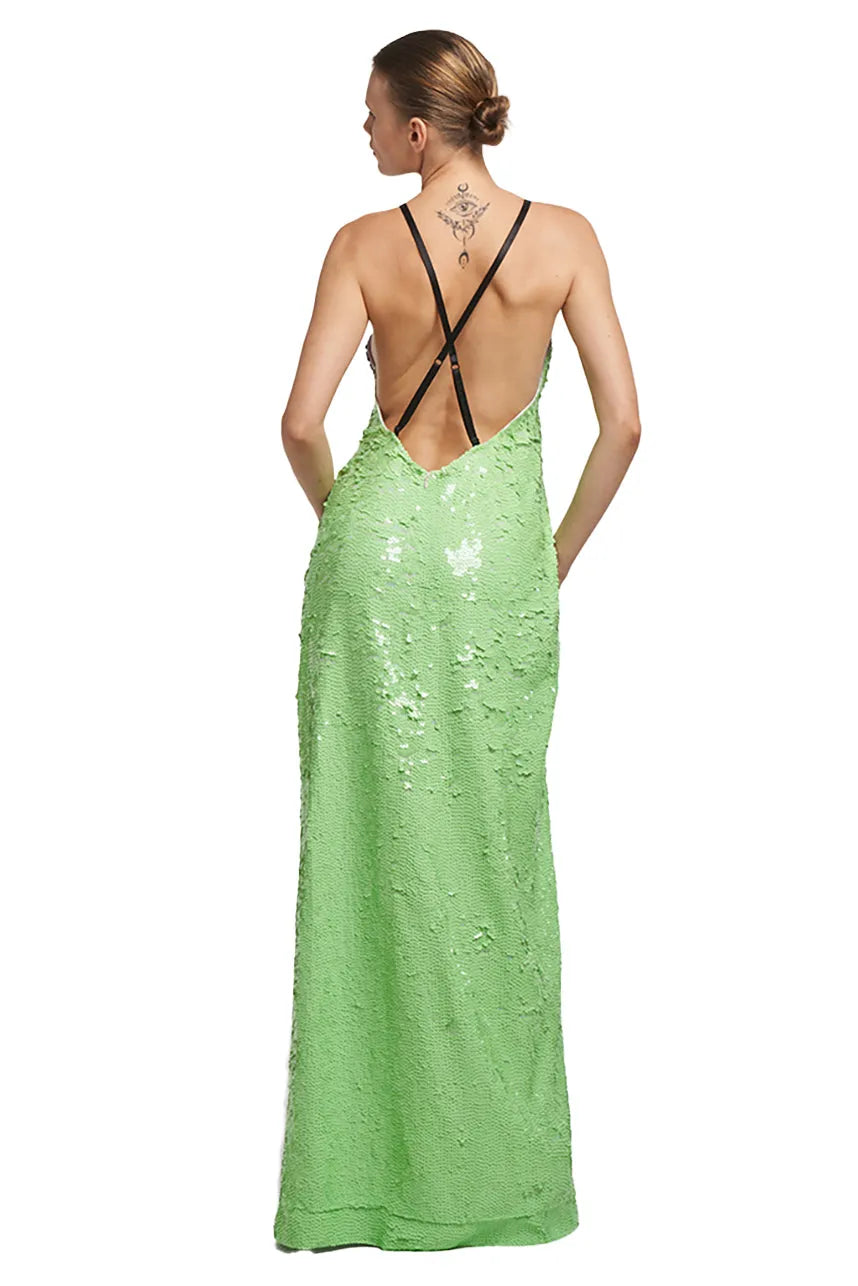 Lady Boss Sequin Singlet Split Long Dress