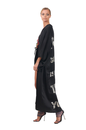 MY SHAMAN IS BETTER THAN YOURS Silk Satin Long Kimono - Pre Order