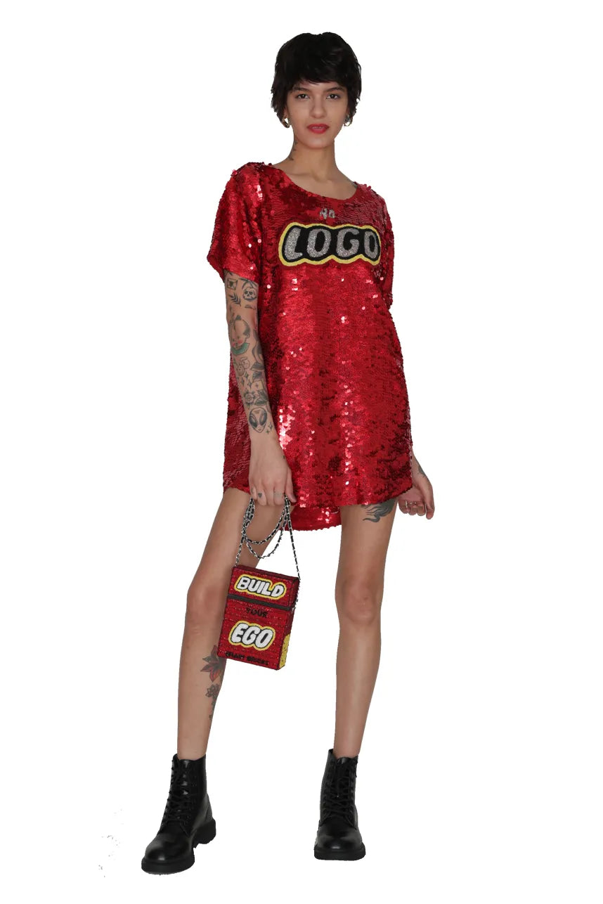 No Logo Sequin Maxi Tee Dress-Pre Order