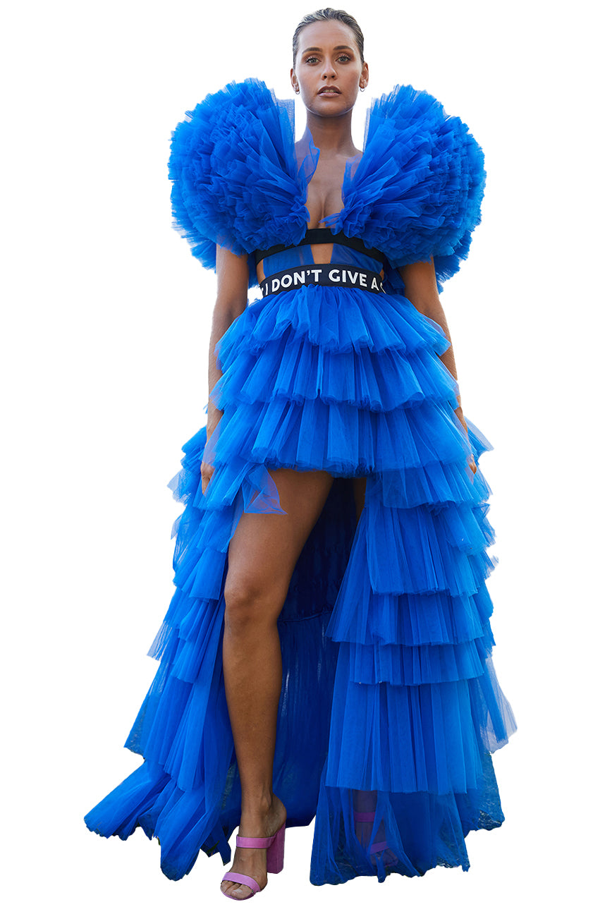 Anakara High Low Tulle Dress in Electric Blue-Pre Order