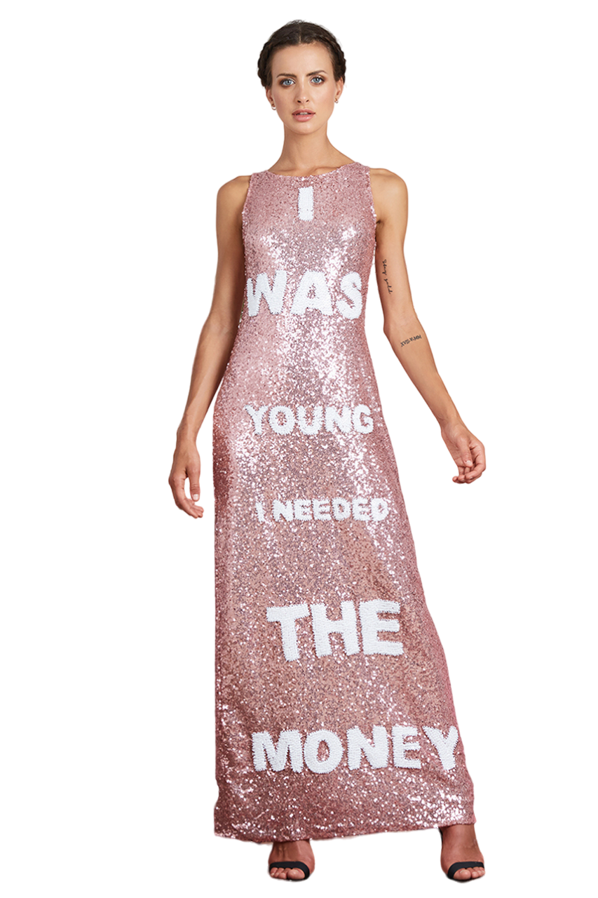 I Was Young I Needed The Money Sequin Mesh Long Dress-Pre Order