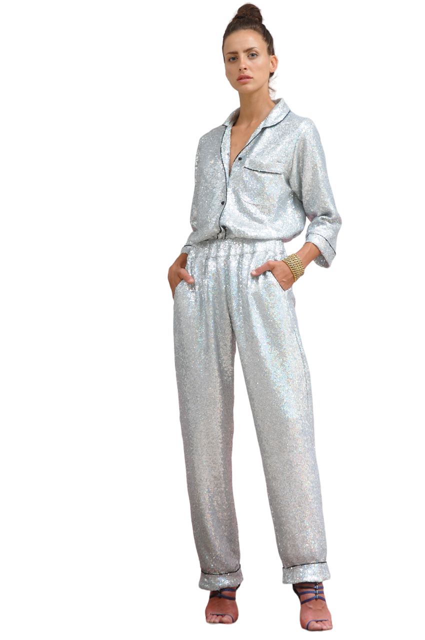 Silver Sequin Pajama Pants