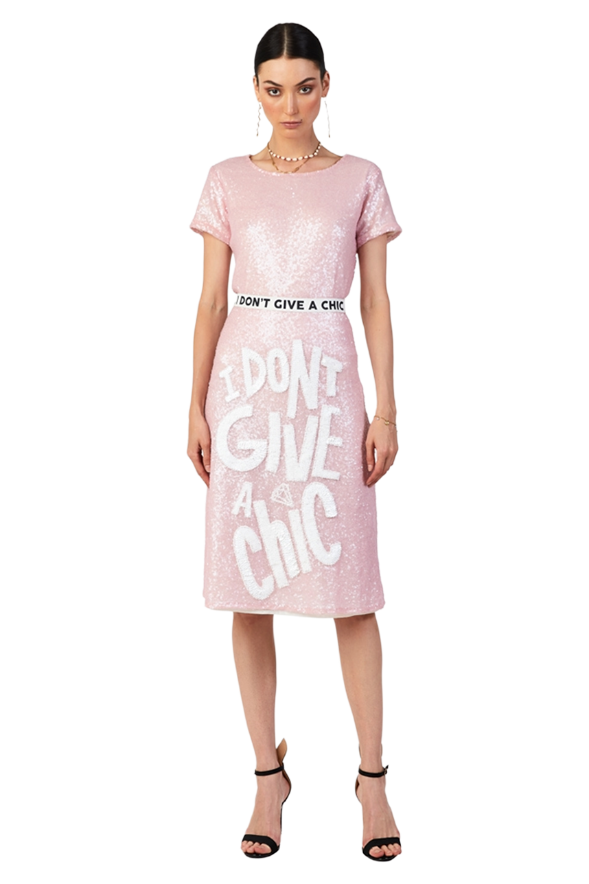 I Don&#39;t Give a Chic Sequin Mesh Split Skirt