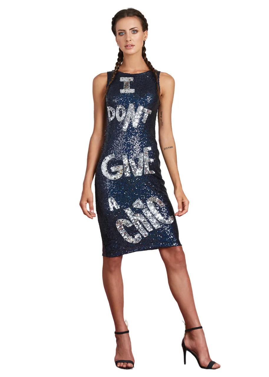 I Don&#39;T Give A Chic Sequin Mesh Pencil Dress