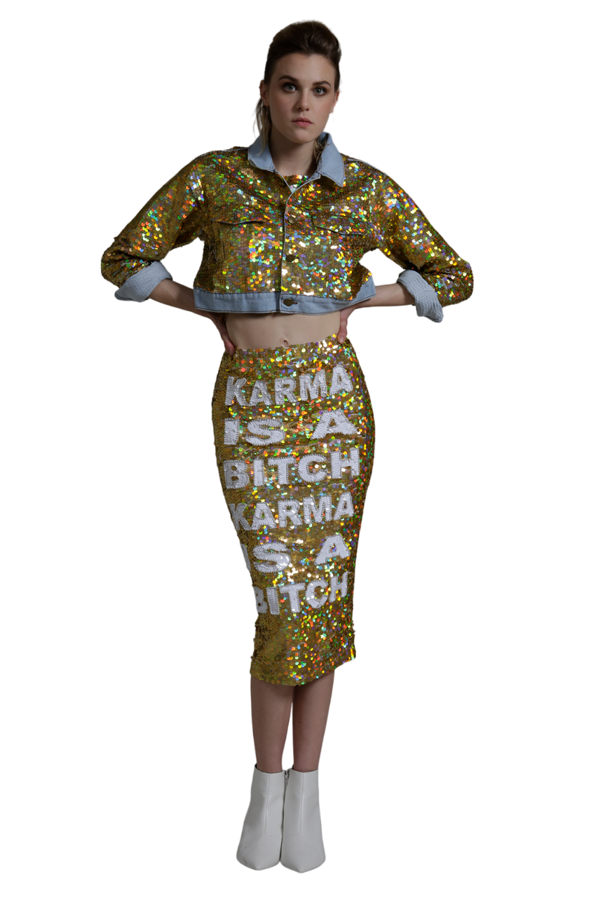 Karma Sequin Pencil Skirt-Pre Order