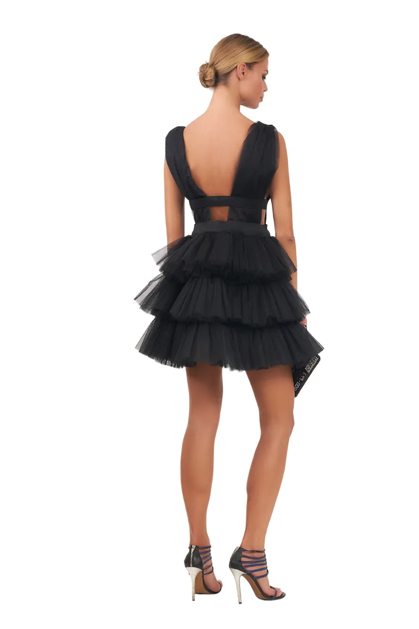 Tulle Mini Dress In Black