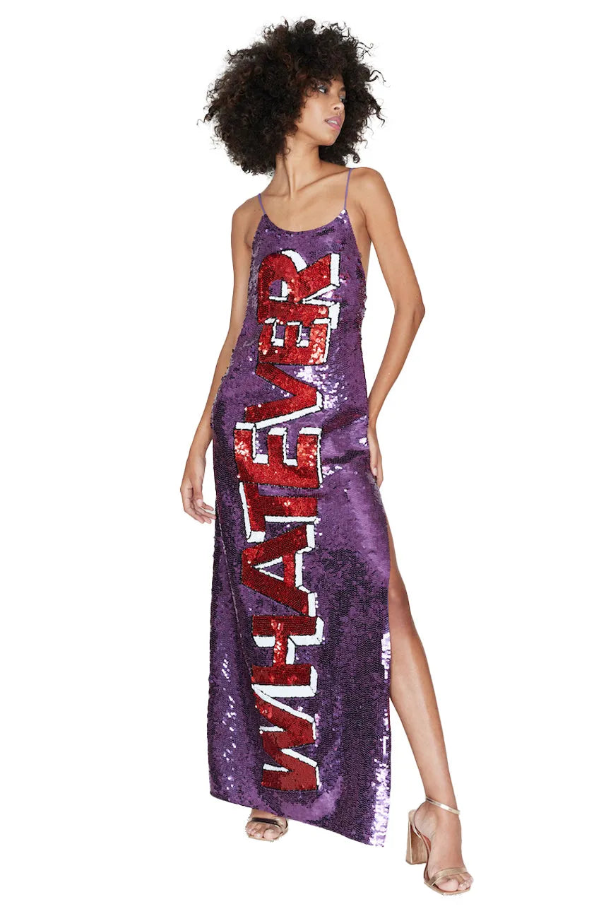 Whatever Sequin Singlet Split Long Dress