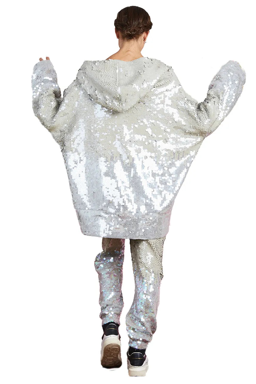 Too Glam To Give A Damn Sequin Maxi Hoodie Dress