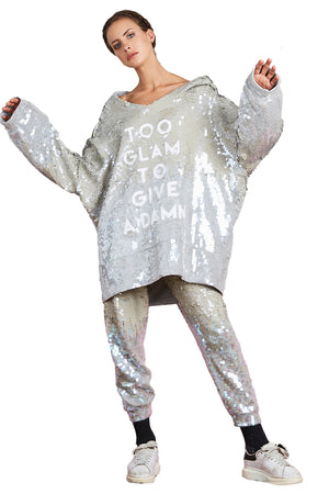 Too Glam To Give a Damn Sequin Maxi Hoodie Dress-Pre Order
