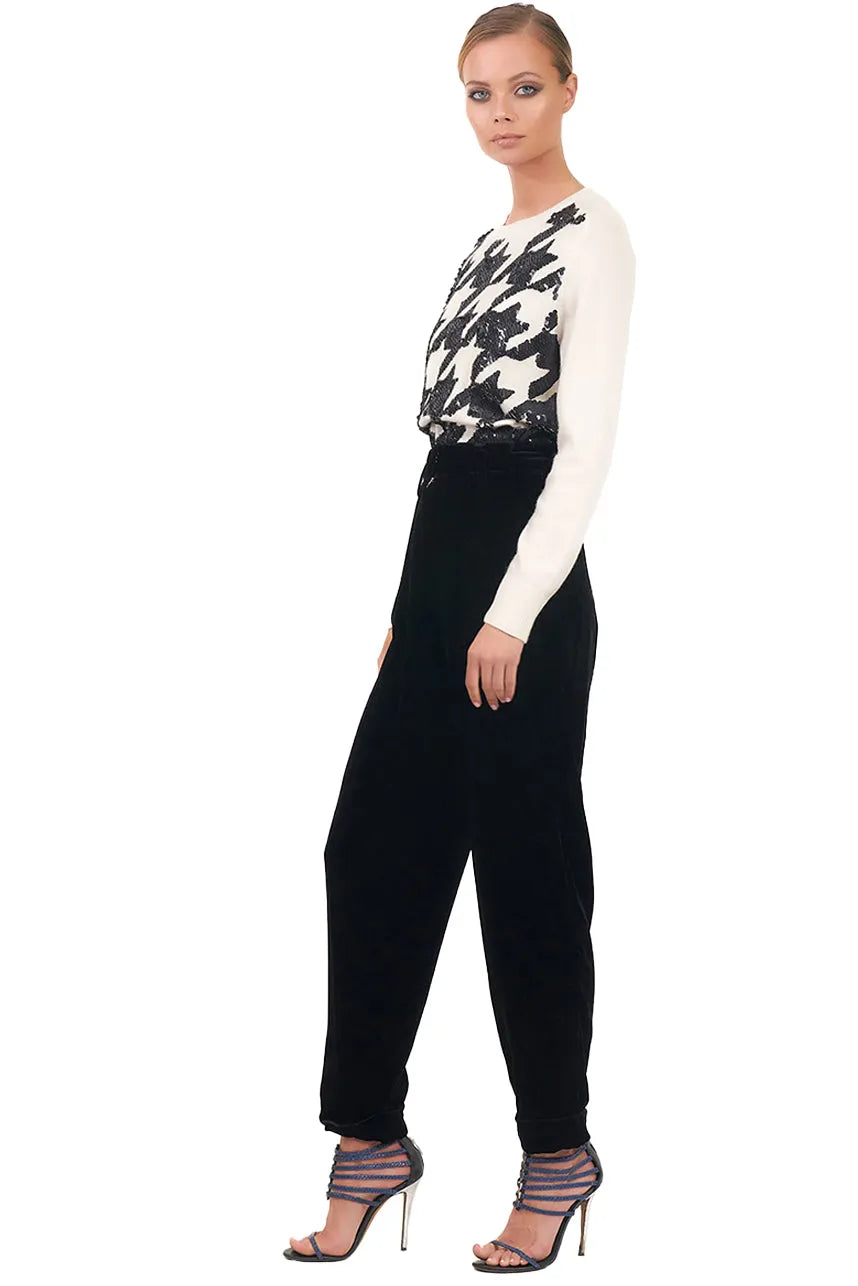 Sequin Embroidered Houndstooth Cashmere Jumper