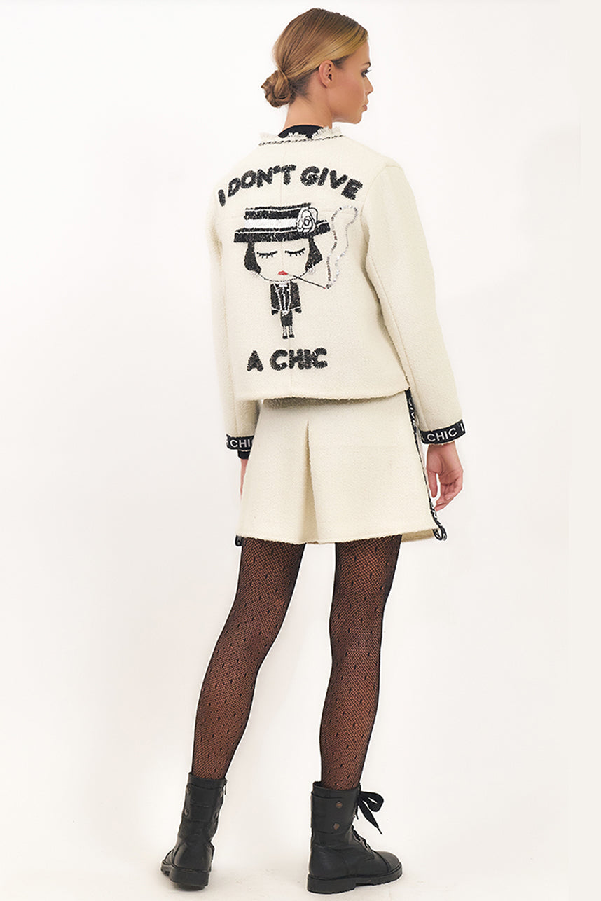 I DON'T GIVE A CHIC Tweed Mini Skirt