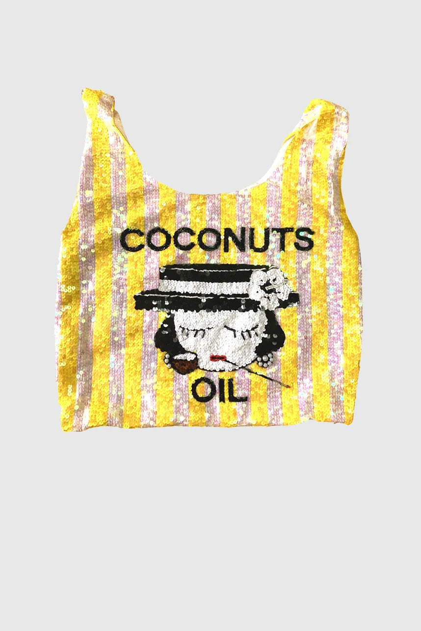 Coconuts Tanning Oil For Perfect Tan Sequin Supermarket Bag