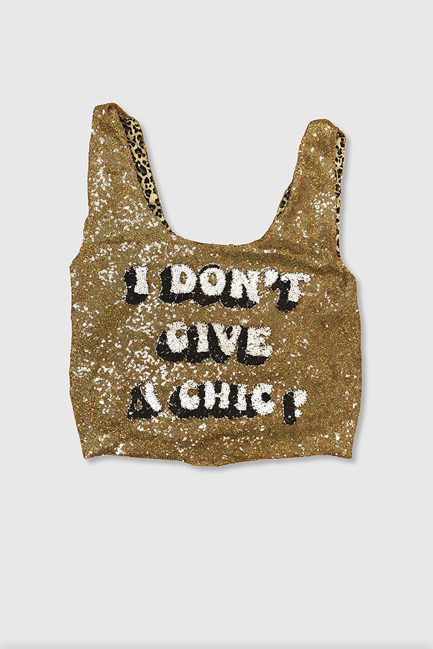I DON'T GIVE A CHIC Sequin Supermarket Bag