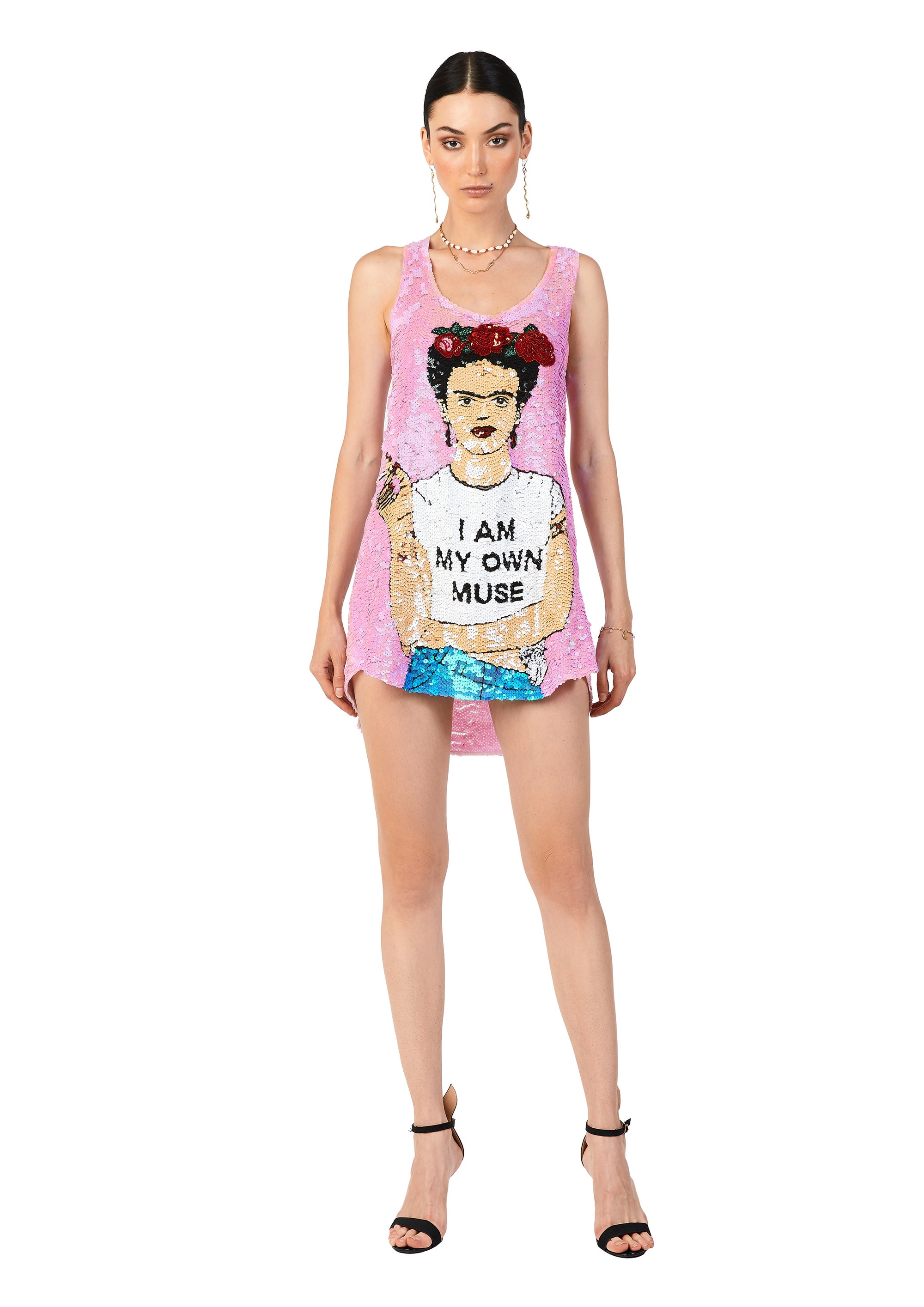 I Am My Own Muse Sequin Singlet Dress-Pre Order