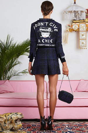 I DON'T GIVE A CHIC Tweed Mini Skirt