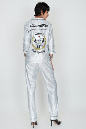 Coco Vodka Chic Quality Sequin Pajama Shirt