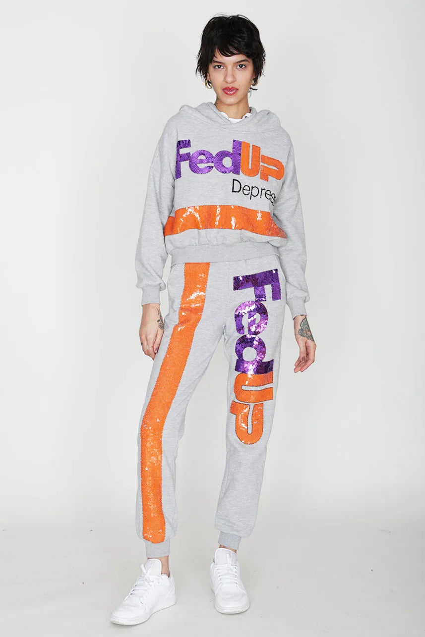 Fedup Depress Cropped Hoodie Jumper