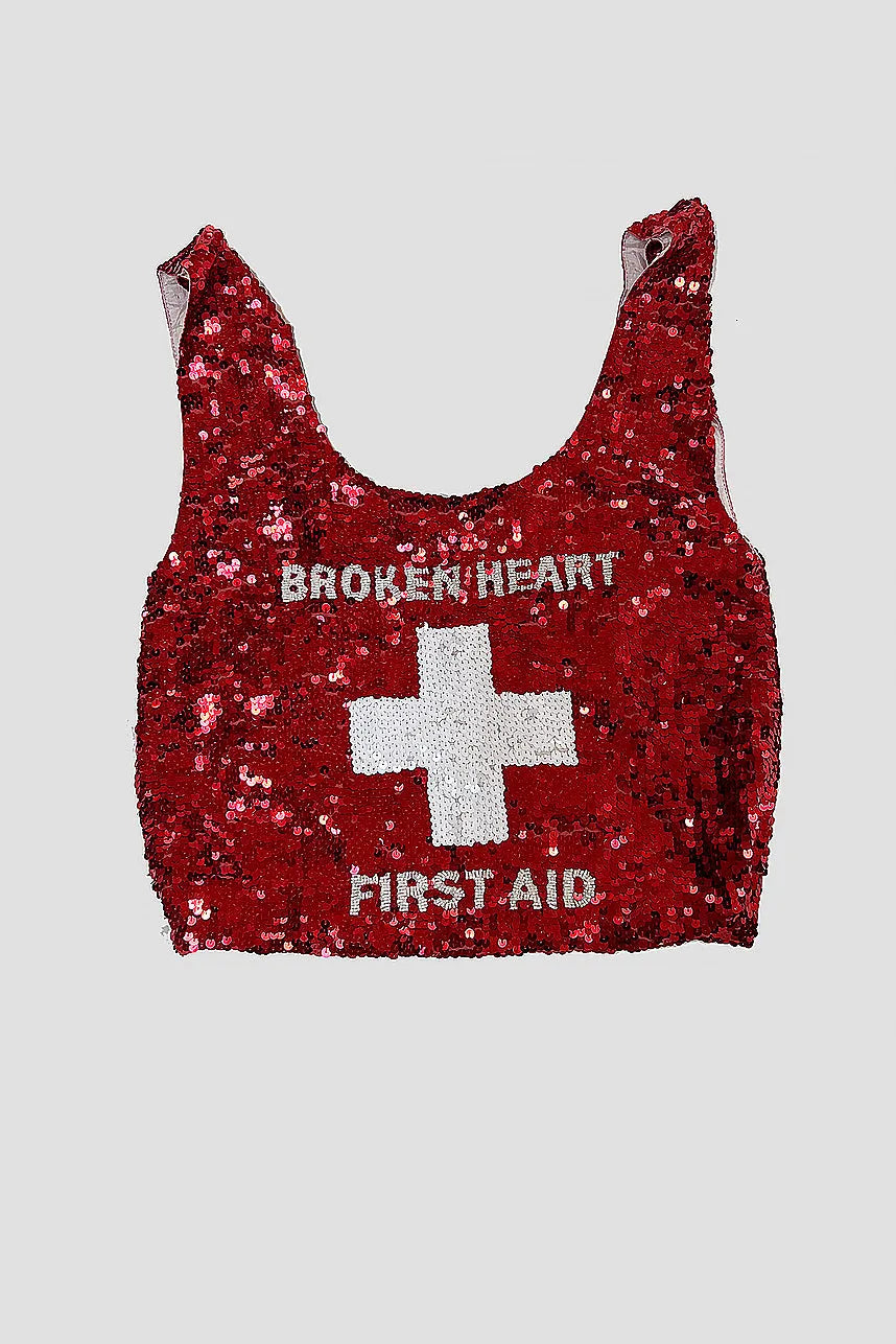 Broken Heart First Aid Sequin Supermarket Bag