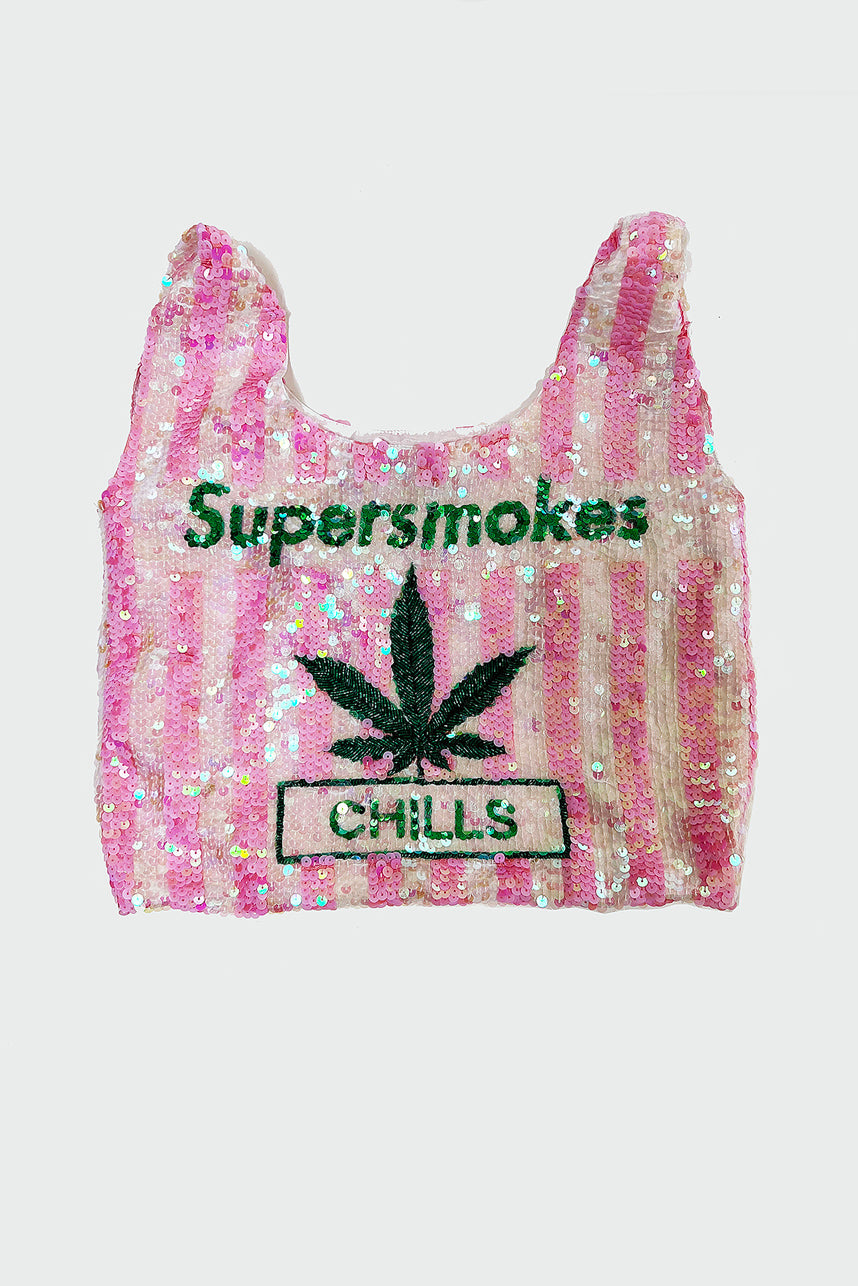 SUPERSMOKE CHILLS Sequin Supermarket Bag