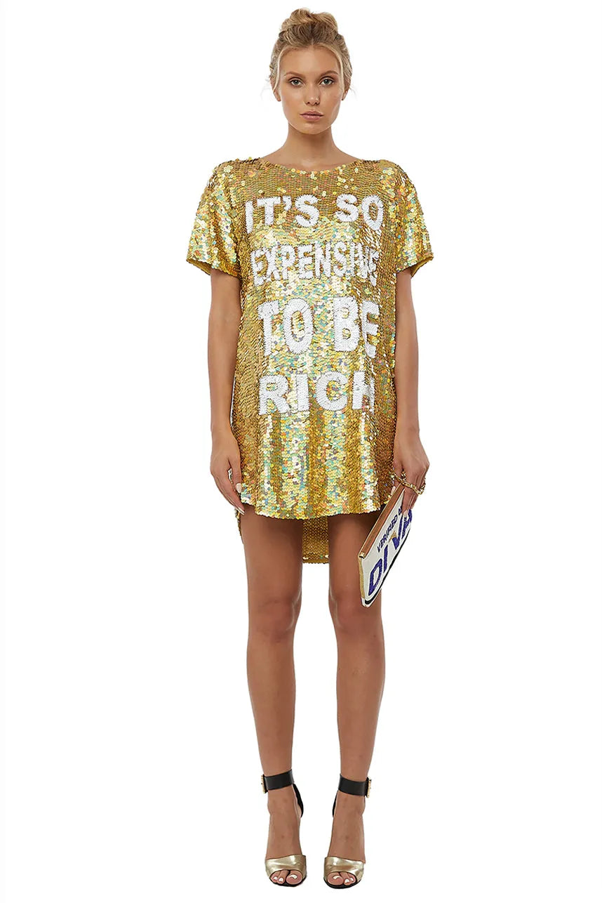 It&#39;S So Expensive To Be Rich Sequin Maxi Tee Dress