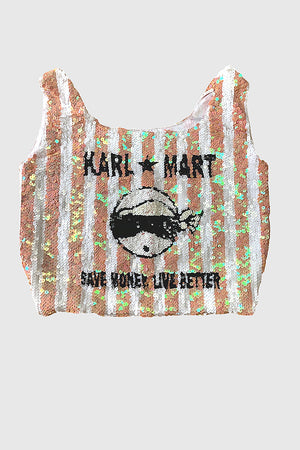 Karl Mart Save Money Live Better Sequin Supermarket Bag