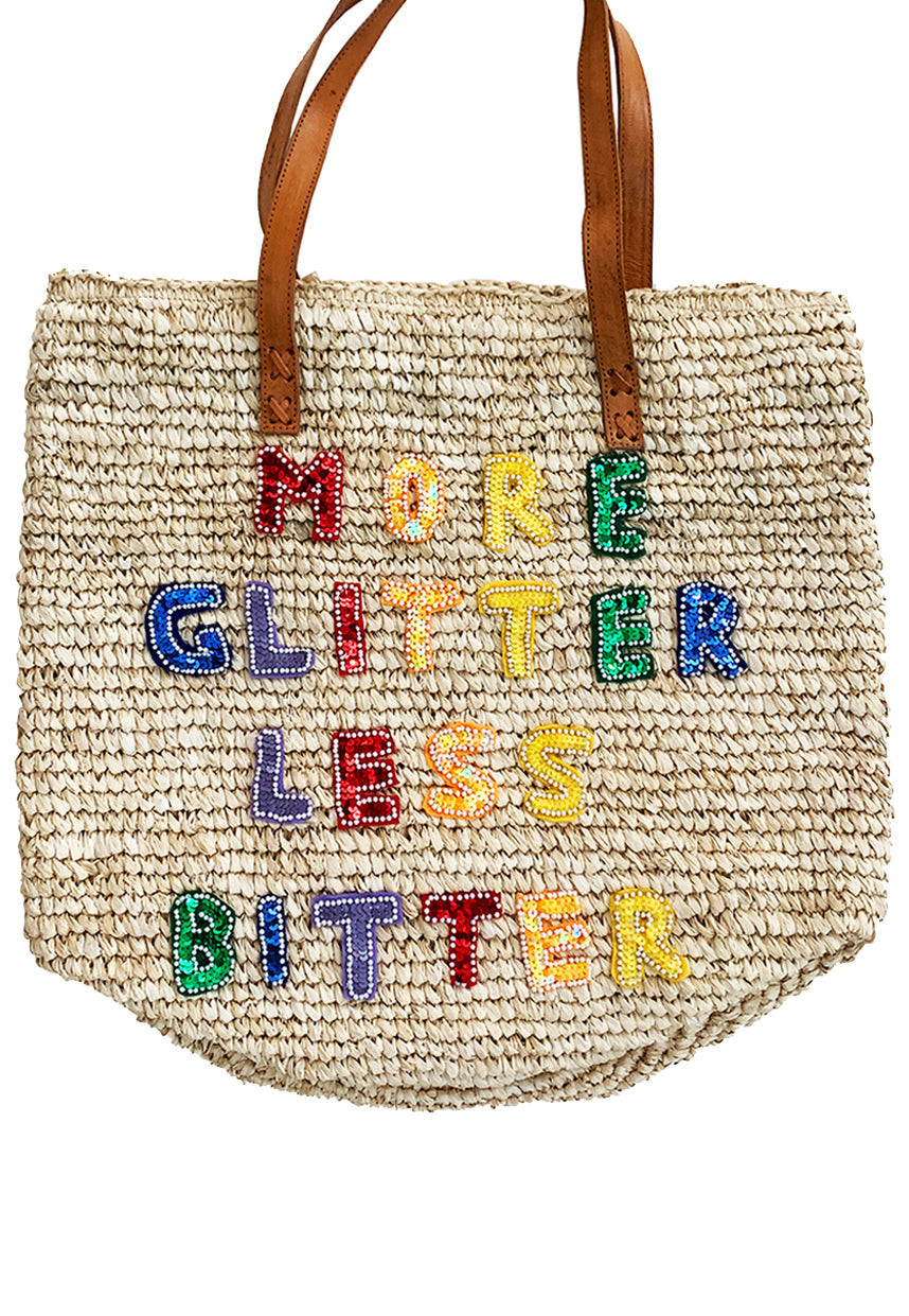 More Glitter Less Bitter Raffia Market Bag