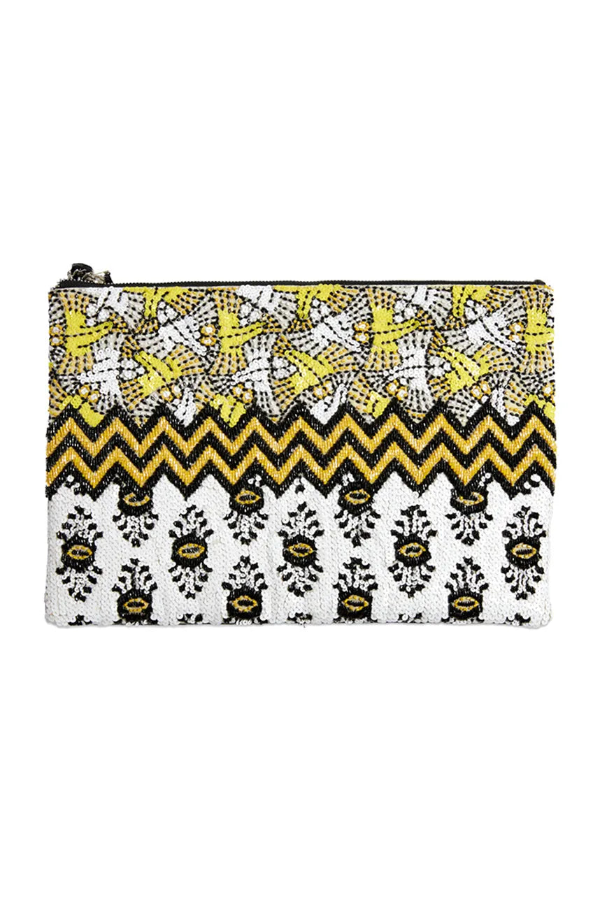 Sequin Embroidered Escher Big Zip Pochette