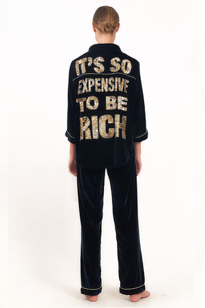 It's So Expensive To Be Rich Silk Velvet Pajama Shirt