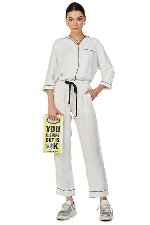 Silk Cupro White Pajama Pants