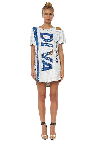 Verified Diva Sequin Maxi Tee Dress - XS / White