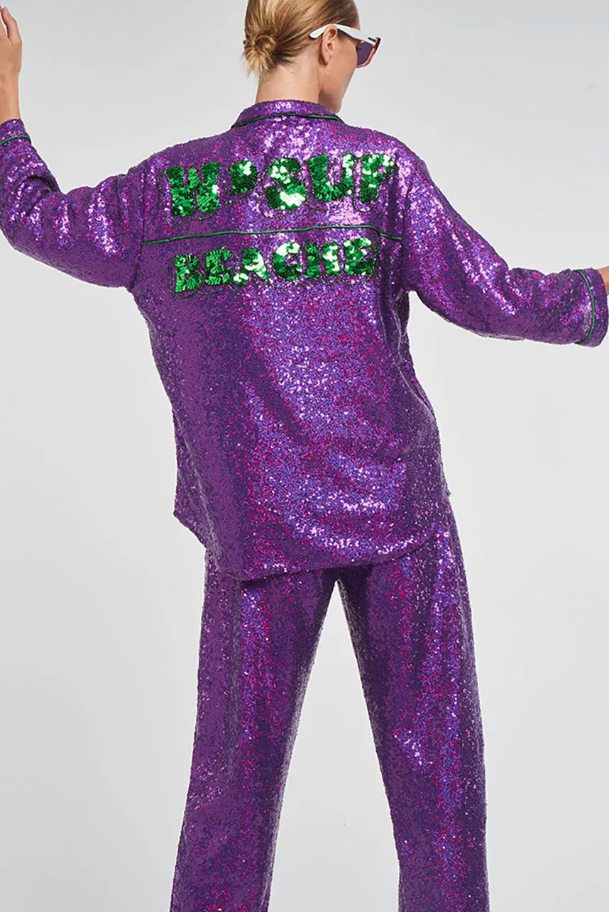 Purple Sequin Pajama Pants