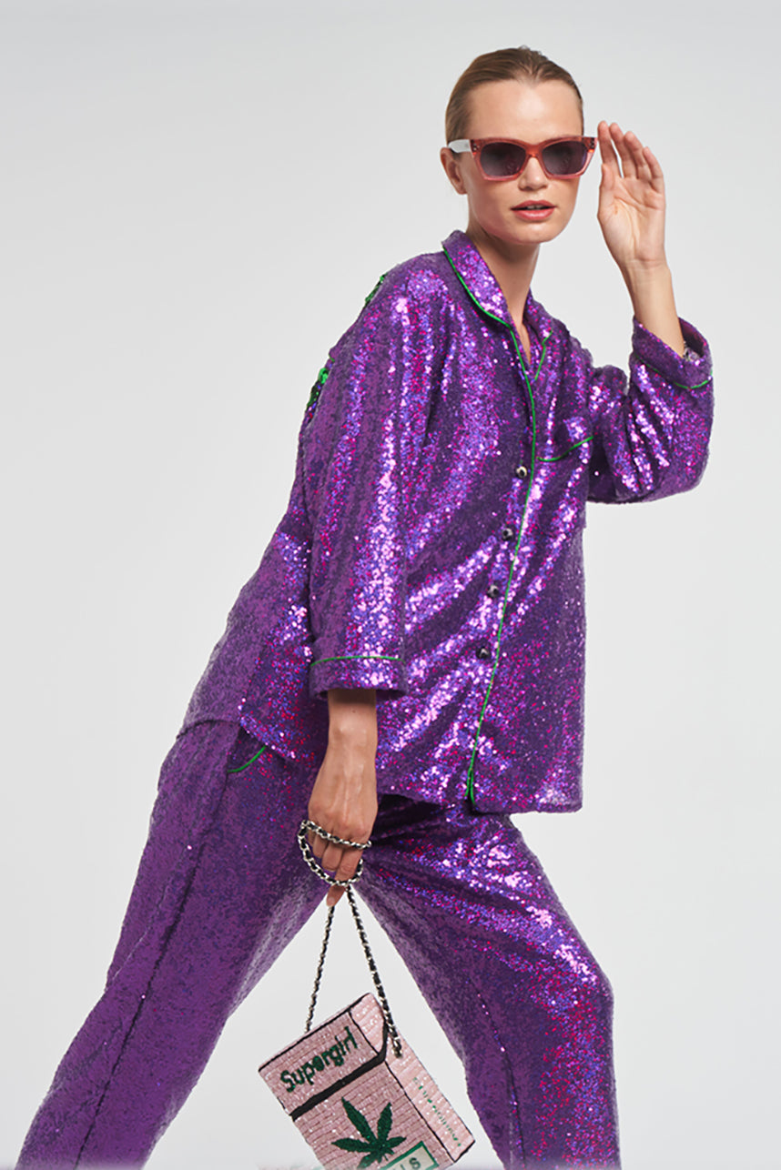 Purple Sequin Pajama Pants