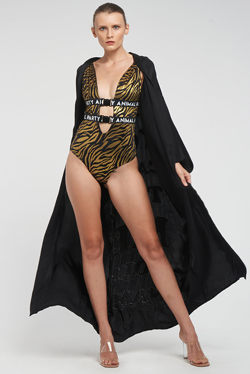 Leopard Gold SWIMSUIT ONE PIECE FRONT BUCKLES
