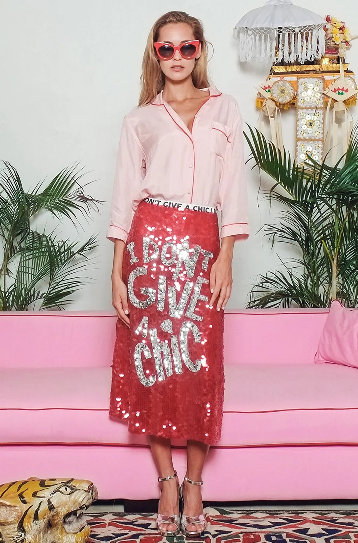 I Don&#39;T Give A Chic Sequin ALine Skirt