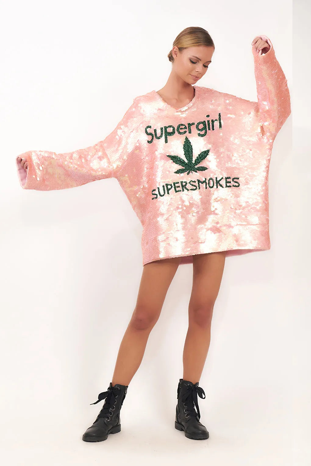 Supergirl Sequin Maxi Hoodie Dress