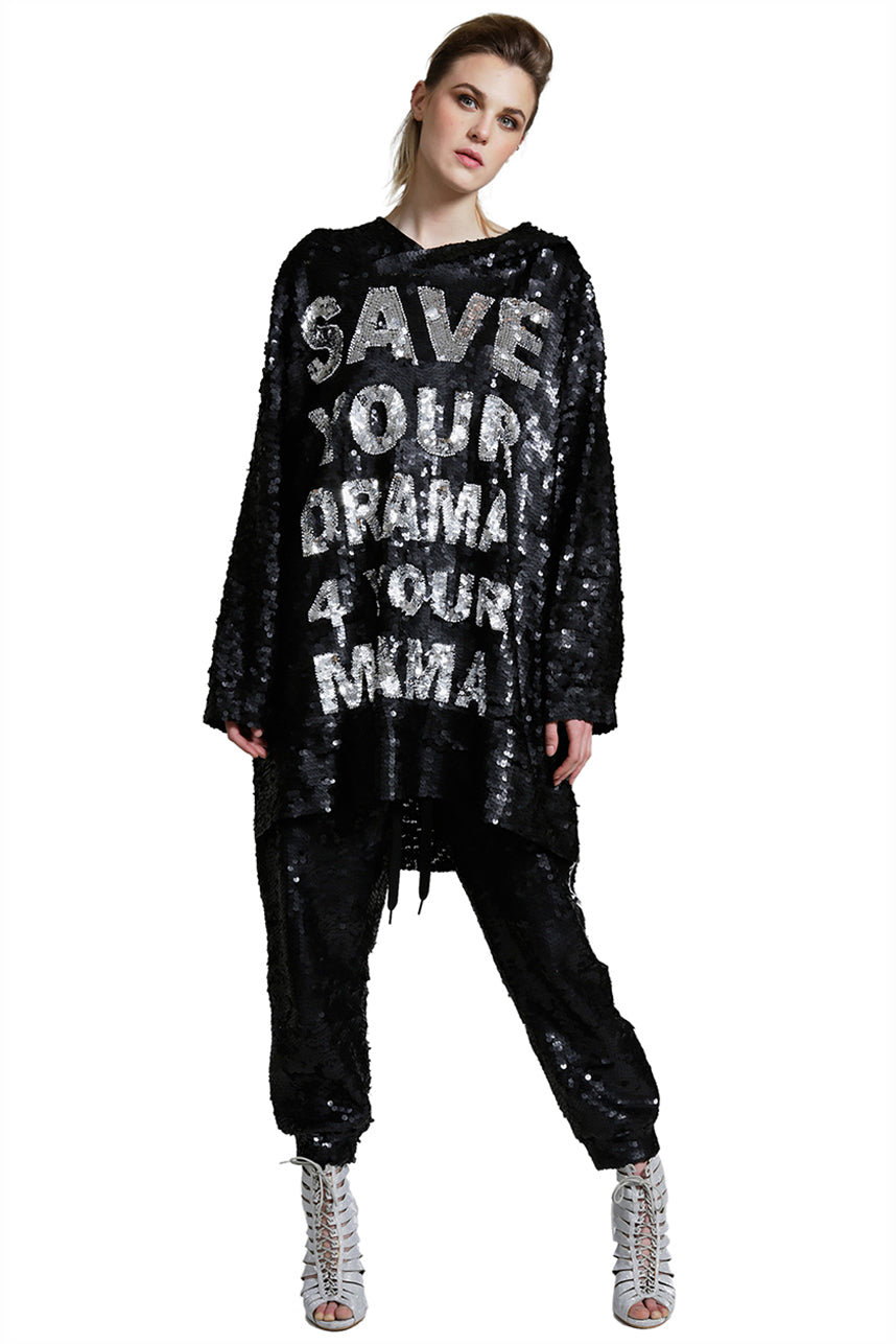 Save Your Drama 4 Your Mama Sequin Maxi Hoodie Dress - Made to Order