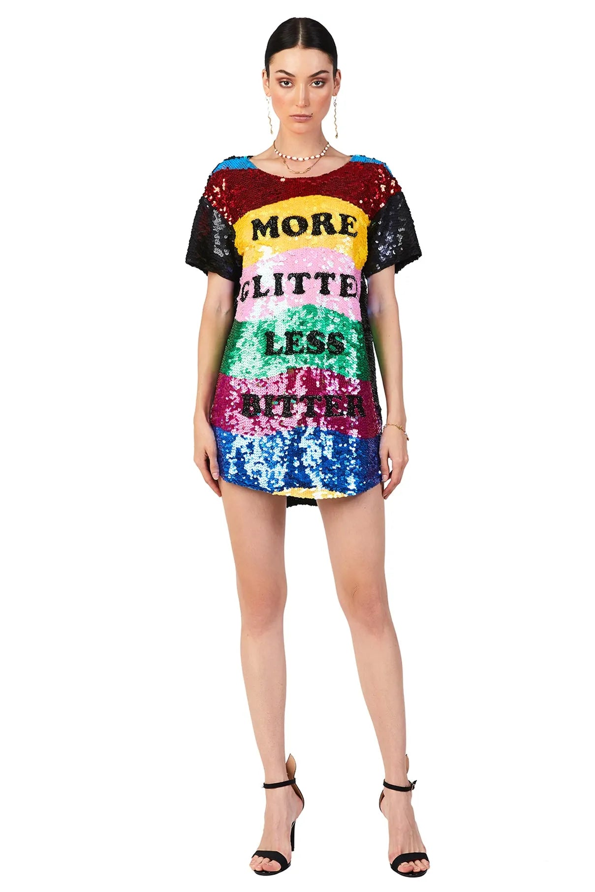 More Glitter Less Bitter Sequin Maxi Tee Dress | House of Mua Mua L / Multi More Glitter Less Bitter Sequin Maxi Tee Dress | House of Mua Mua L / Multi
