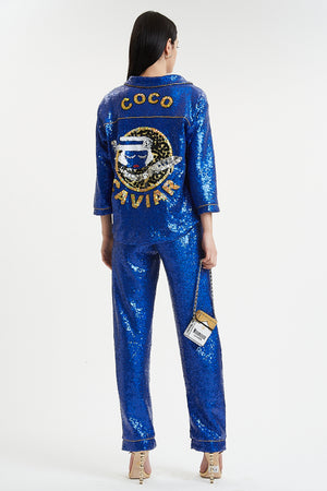Coco Caviar Sequin Pajama Shirt