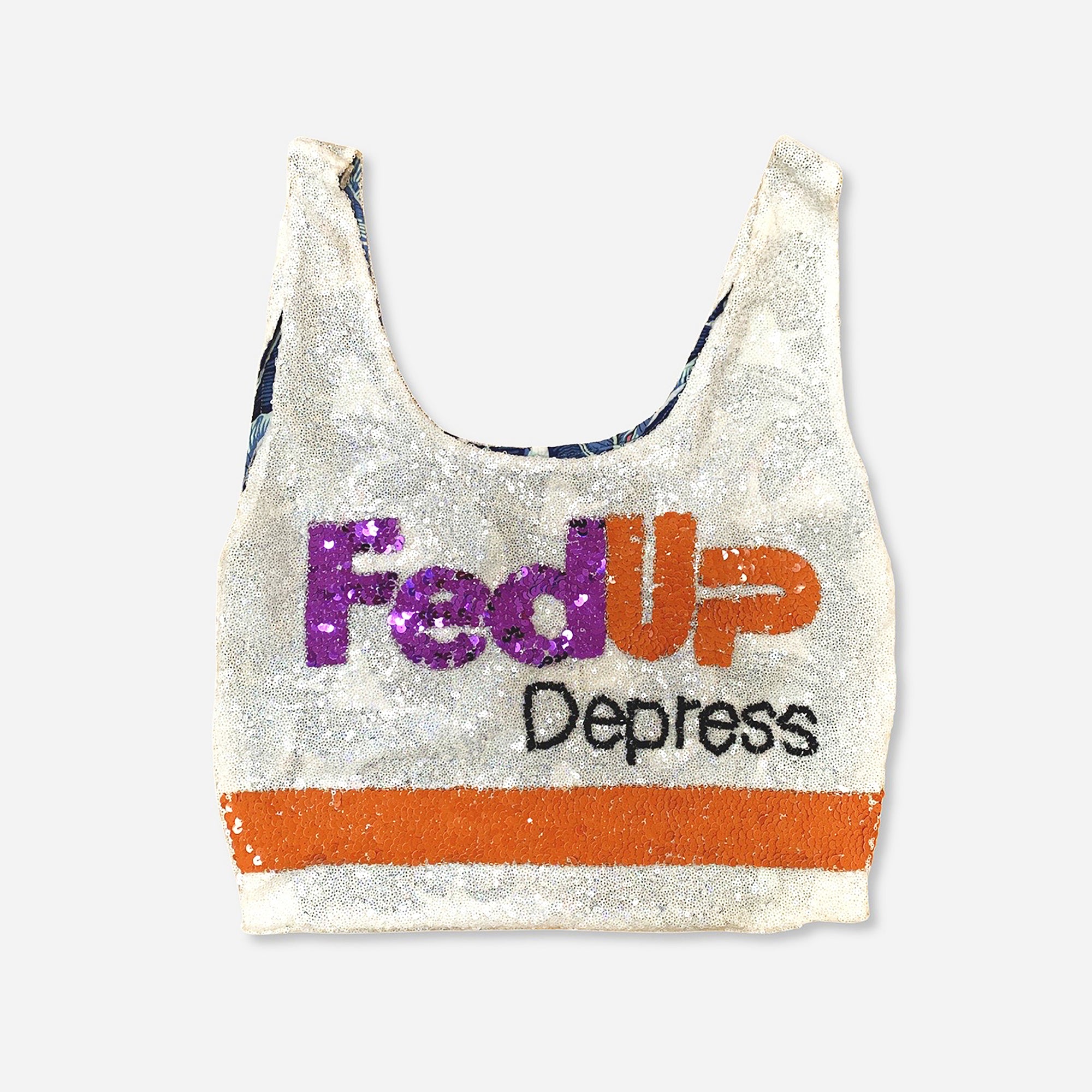 Sequin Supermarket Bag " FedUp Depress " - Pre Order