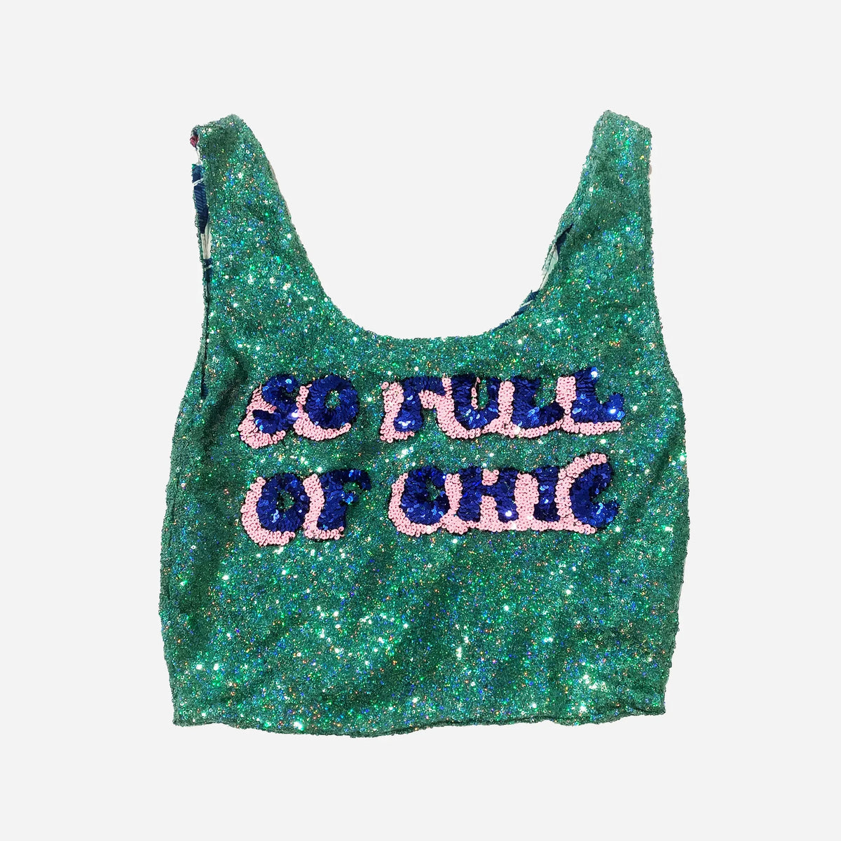 Sequin Supermarket Bag &quot; So Full Of Chic &quot;