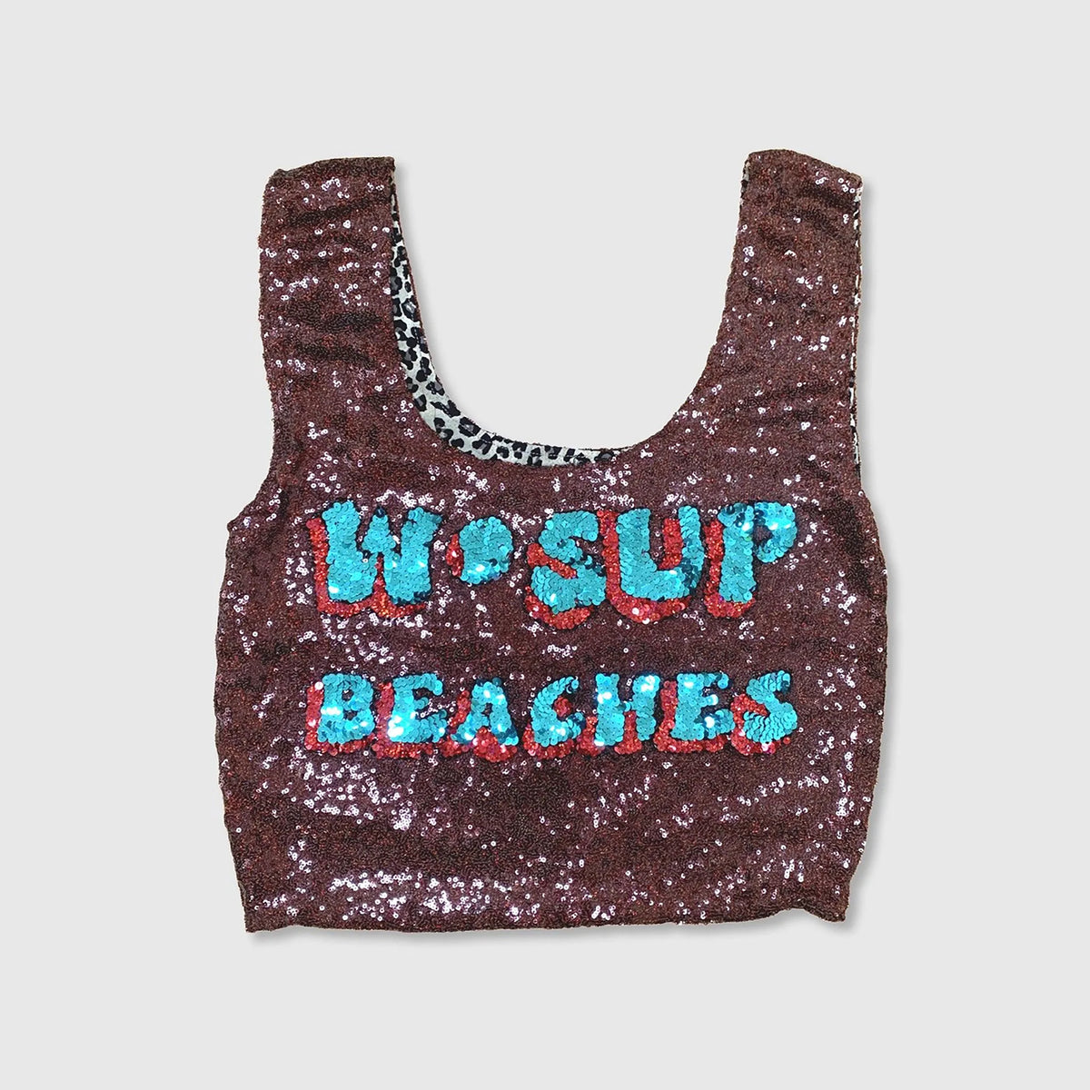 Sequin Supermarket Bag &quot; W&#39;Sup Beaches &quot;