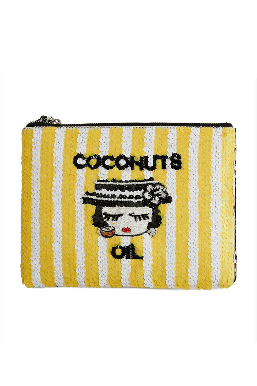 Coconut Oil Yellow Sequin Zip Pochette